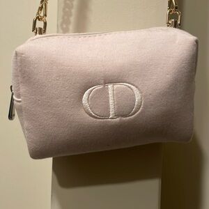Christian Dior CD Small Makeup Bag Cosmetic Pouch Case Light Pink New In Box